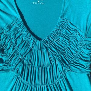 🤗 2/$10! Dress Barn gathered teal top